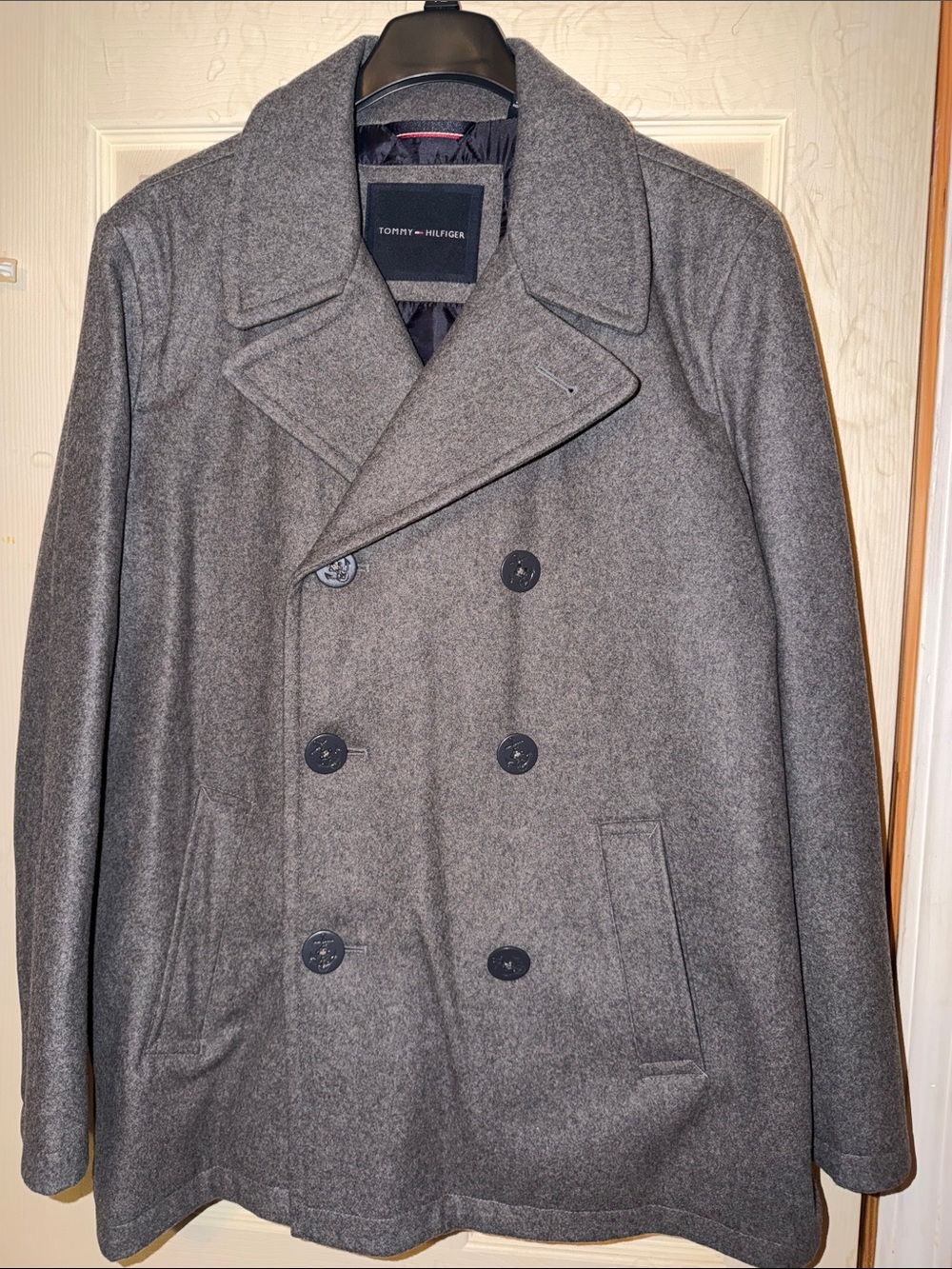Tommy Hilfiger Gray Double-Breasted Pea Coat